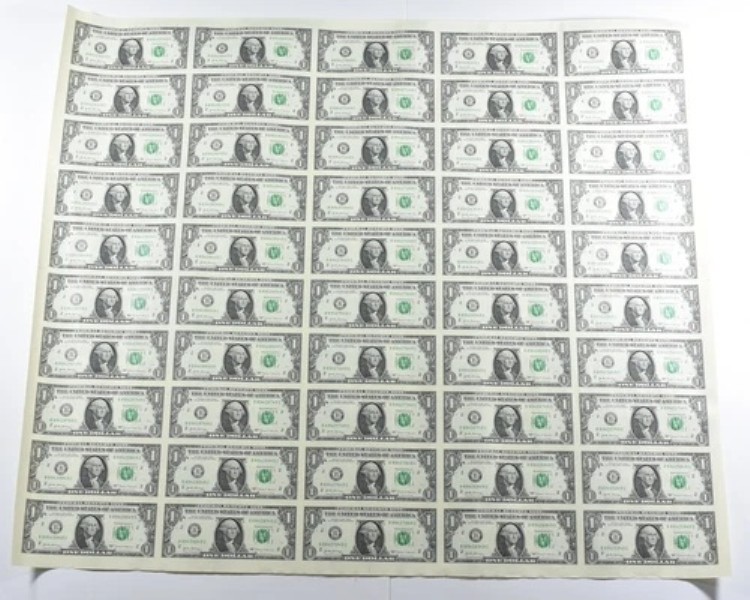 ロット(50)2017 $1 ニューヨーク NY FRN 未裁断シート *8579|WORLD RESOURCE【KING店】
