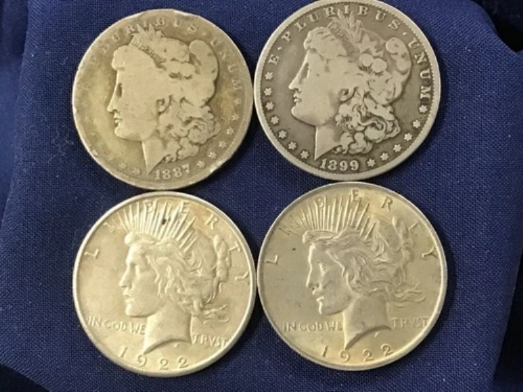 1887-1922年 モーガン&ピース シルバーダラー 4種類のコインセット B0906|WORLD RESOURCE【KING店】