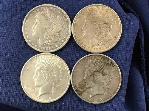 1884-1925年 モーガン&ピース シルバーダラー 4種類のコインセット B0861|WORLD RESOURCE【KING店】