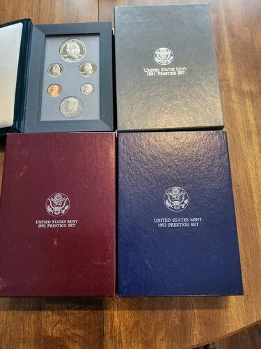 希少な 1990 年、1991 年、1992 年、1993 年の米国造幣局 PRESTIGE プルーフ セット (COA とボックス付き)。｜WORLD RESOURCE【KING店】