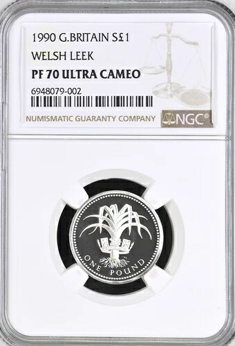 1990年 シルバープルーフ 1ポンド ウェルシュリークコイン NGC PF70 英国王立造幣局