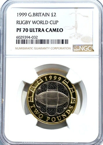 1999年 ラグビーワールドカップ 2ポンド NGC PF70 英国プルーフ ロイヤルミント