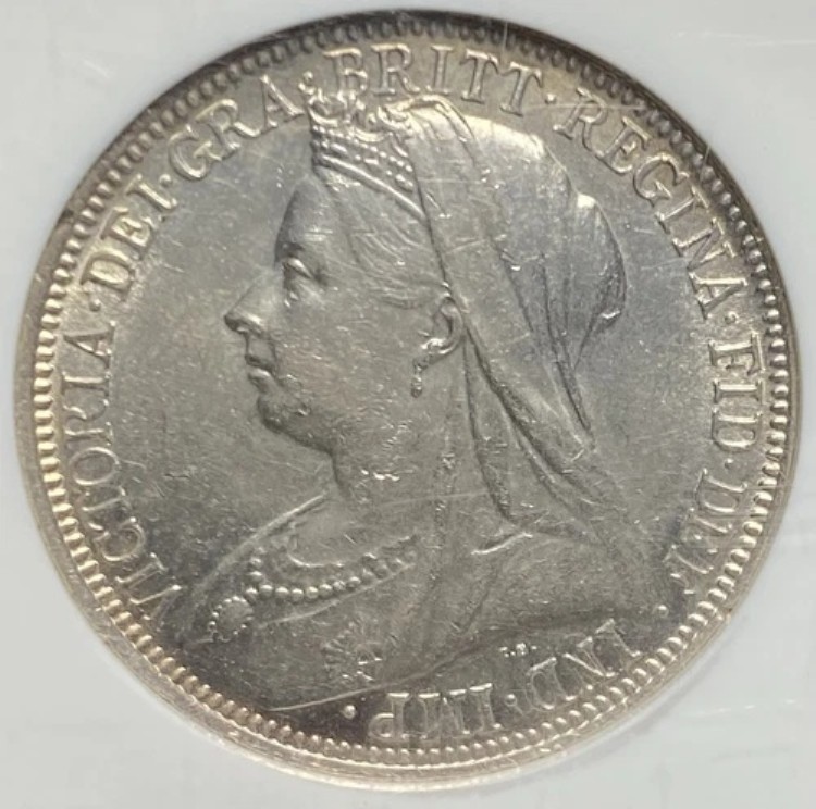 NGC AU58 イギリス 1896年 ヴィクトリア女王 銀貨 2シリング 1837-1901年