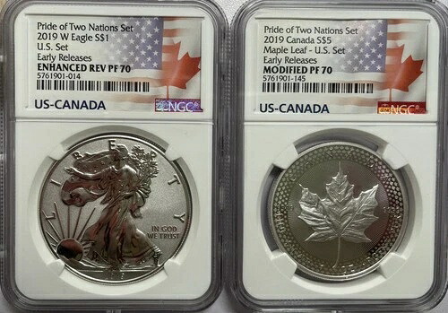 2019年 プライド・オブ・ツー・ネーションズ セット 米国＆カナダ NGC プルーフ 70