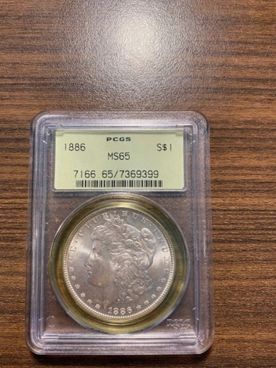 1886-P モルガン銀貨 $1 PCGS ミントステート 65 MS 65 オールドグリーンホルダー OGH