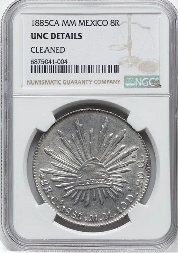 メキシコ チワワ造幣局 1885-CaMM 8 レアル シルバー コイン NGC 認定 UNC. DET.|WORLD RESOURCE【KING店】