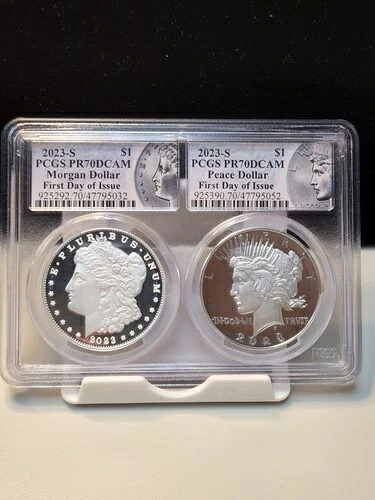 2023-S プルーフ 1ドル モルガン&ピース シルバー ダラー 2枚セット PCGS PR70DCAM|WORLD RESOURCE【KING店】