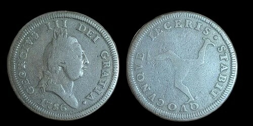 マン島、1ペニー、1786年、ジョージ3世銅貨、ワウグレード、KM:9.1|WORLD RESOURCE【KING店】