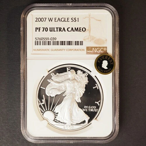 2007 W シルバー アメリカンイーグル NGC PF70 ウルトラカメオ エベレスト セレクション G1759|WORLD RESOURCE【KING店】
