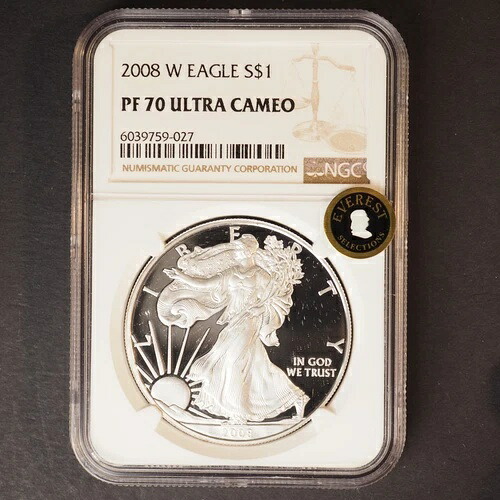 2008年 W シルバー アメリカンイーグル NGC PF70 ウルトラカメオ エベレスト セレクション G1760
