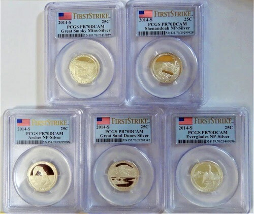 2014-S シルバー ワシントン クォーターセット ファーストストライク ATB シリーズ PCGS PR70DCAM
