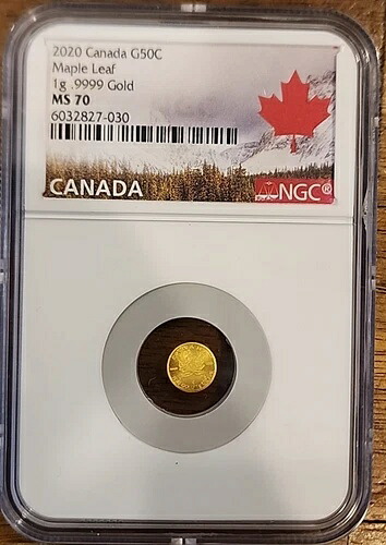 2020年 カナダ 0.50ドル メープルリーフ 99.99% ゴールド NGC MS70 - 24k