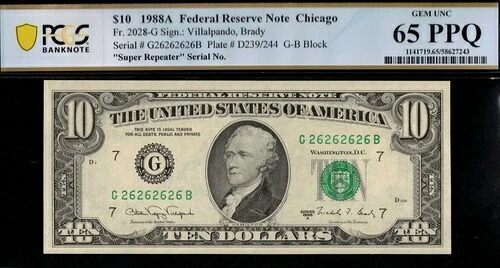 1988A $10 FRN G26262626B P.C.G.S #65PPQ｜WORLD RESOURCE【KING店】