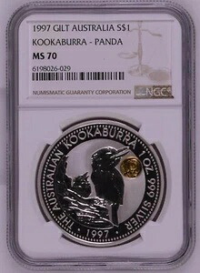 NGC MS70 オーストラリア パース造幣局 1997年 クッカバラ パンダ プライベートマーク 銀貨 1オンス