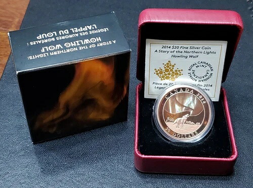2014年 ストーリー・オブ・オーロラ ハウリング・ウルフ ユニーク サン・トーニング 1オンス シルバーコイン 139,150円