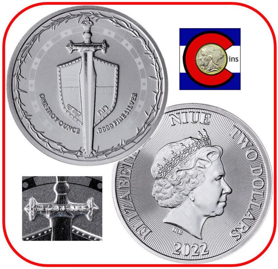 【極美品/品質保証書付】 アンティークコイン モダンコイン [送料無料] 2022ニュー・トゥルースシリーズ - 真実の剣-1 oz 0.9999シルバー$ 2コインカプセル 2022 Niue Truth Series - Sword of Truth - 1 oz 0.9999 Silver $2 Coin in capsule画像