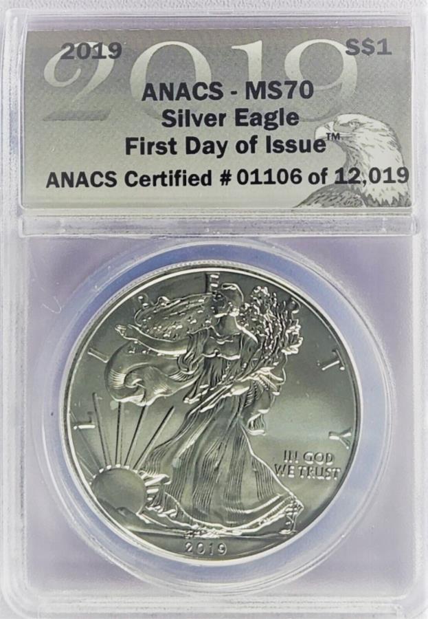 【楽天市場】2019 Silver Eagle ANACS MS70問題の初日 2019 Silver Eagle ANACS MS70