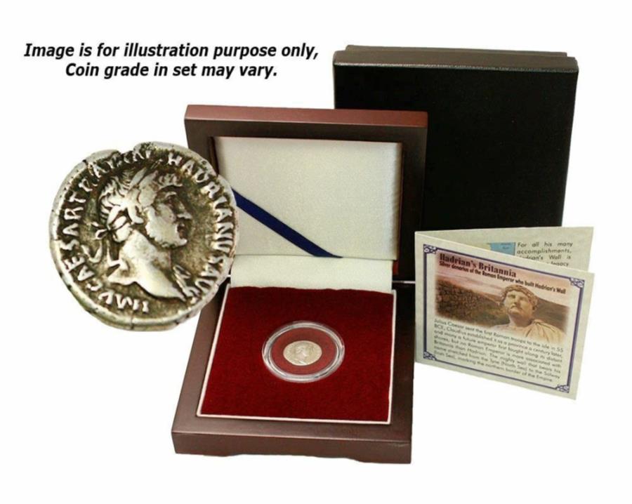【極美品/品質保証書付】 アンティークコイン モダンコイン [送料無料] ハドリアヌスのブリタニアボックス：ハドリアヌスを建設したローマ皇帝のシルバーデナリウス」 Hadrian's Britannia Box: Silver Denarius of the Roman Emperor who Built Hadrian'画像