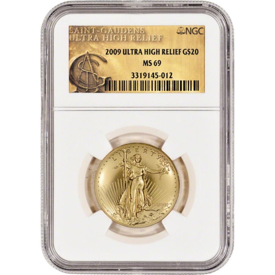 2009 USゴールド$ 20ウルトラハイレリーフダブルイーグル-NGCMS69 -UHRラベル 2009 US Gold $20 Ultra High Relief Double Eagle - NGC MS69 - UHR Label