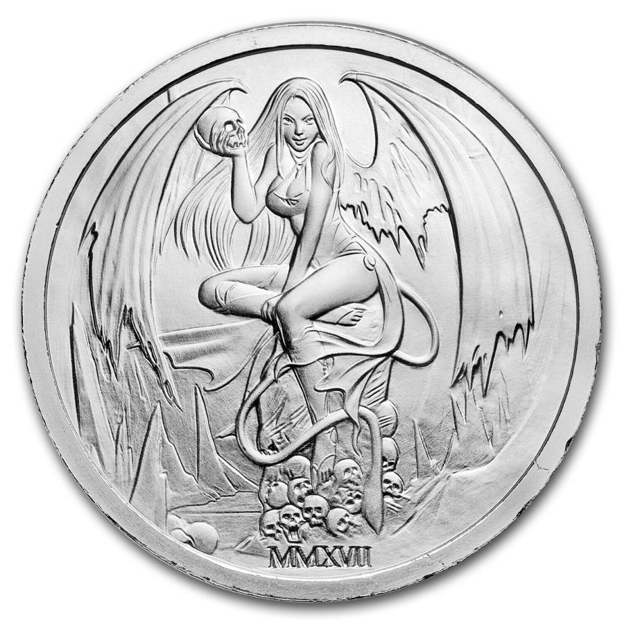 2017 2 OZ Silver Round- Succubus Bu -SKU＃170335の誘惑 2017 2 oz Silver Round - Temptation of the Succubus BU - SKU#170335