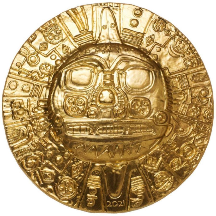 【極美品/品質保証書付】 アンティークコイン モダンコイン [送料無料] 2021インカサンゴッドシルバーコイン - パラオ - 金メッキ-1オンスシルク仕上げ - 2021 Inca Sun God Silver Coin - Palau - Gold Plated - 1 Oz Silk Finish-画像