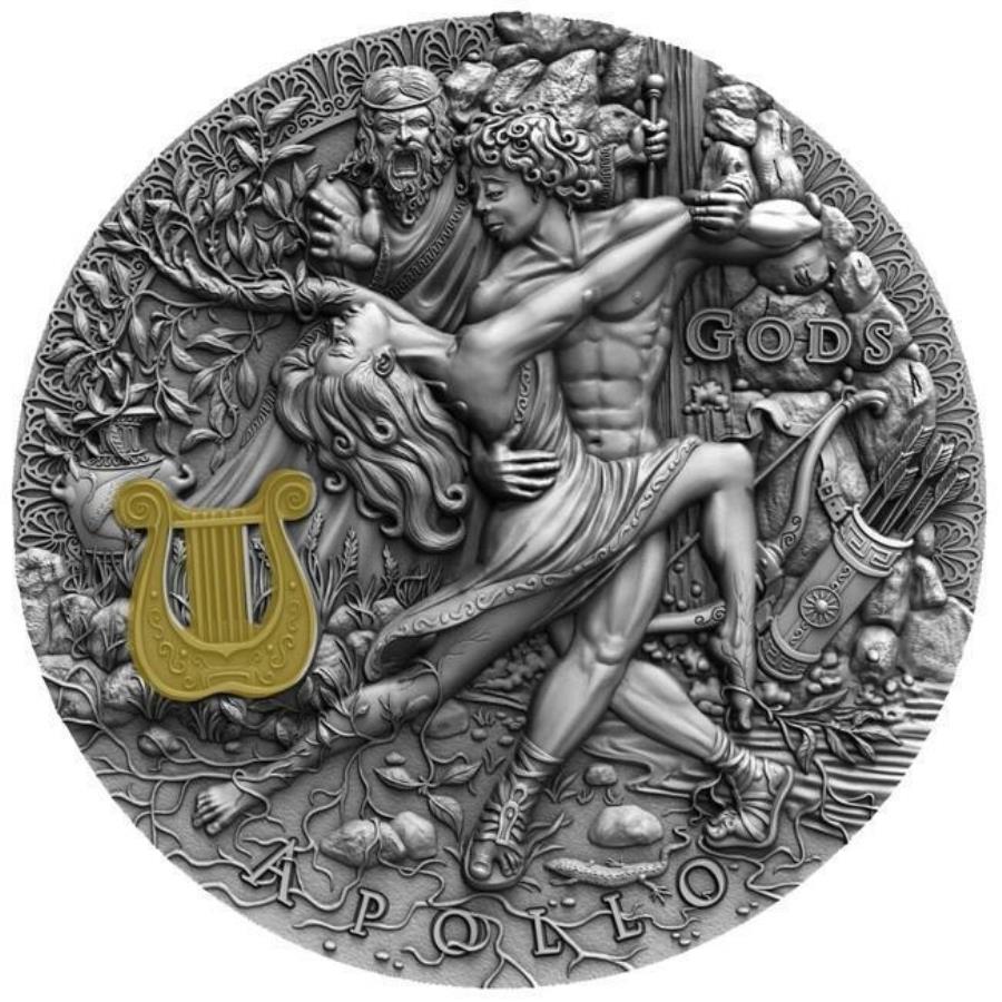 【極美品/品質保証書付】 アンティークコイン モダンコイン [送料無料] 2020ニュエ・アポロ神の神々の神2オンスシルバーアンティークコイン 2020 Niue APOLLO GOD OF THE SUN GODS 2 oz Silver Antique Coin画像