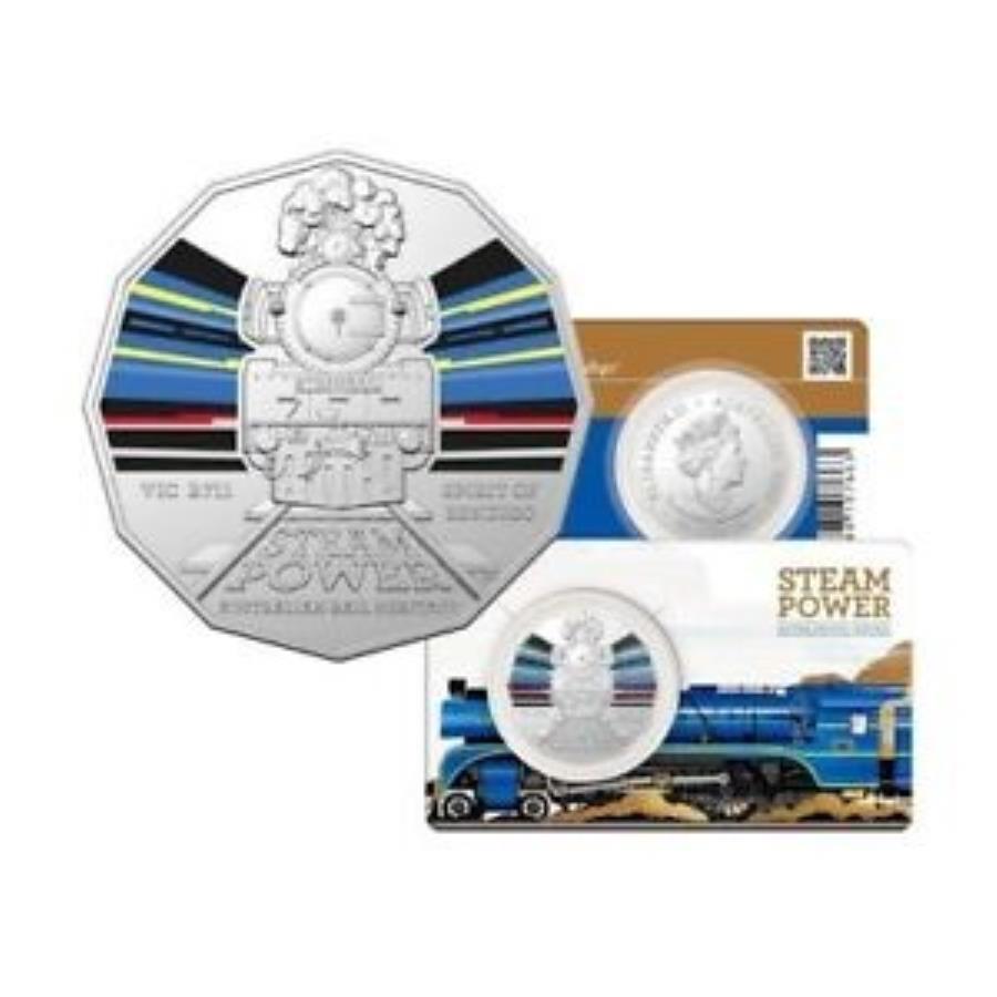 オーストラリア50セント2022ビクトリア朝の鉄道蒸気機関車コイン Australia 50 Cent 2022 Victorian Railways Steam Trains Coin
