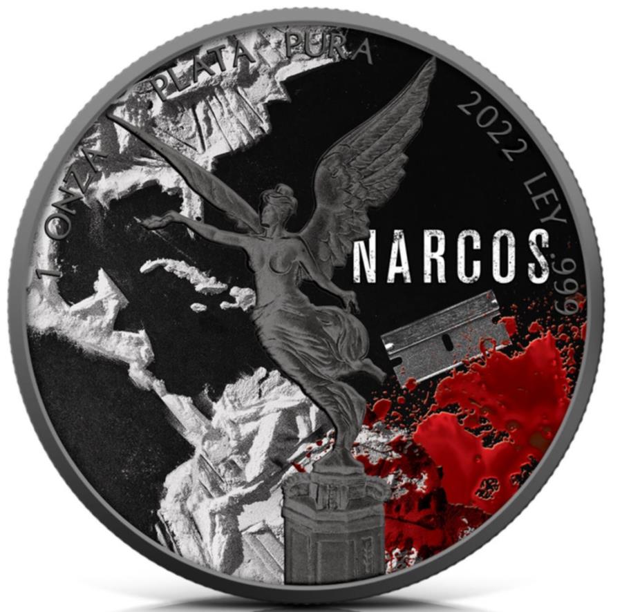 【極美品/品質保証書付】 アンティークコイン モダンコイン [送料無料] 2022 Libertad Narcos Blood＆Cocaine 1 oz .999 Silver Edition＃1 2022 Libertad Narcos Blood & Cocaine 1 oz .999 silver Edition #1画像