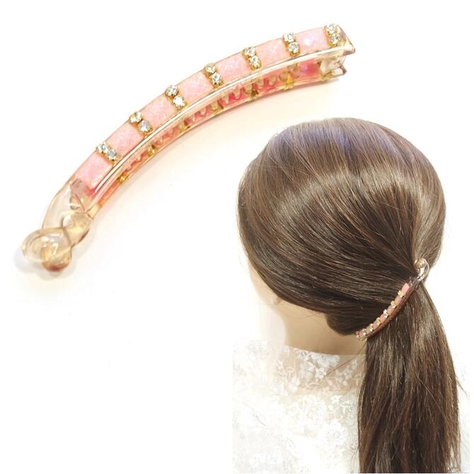 楽天市場】バナナクリップ バレッタ金具付 クリスタル カットストーン