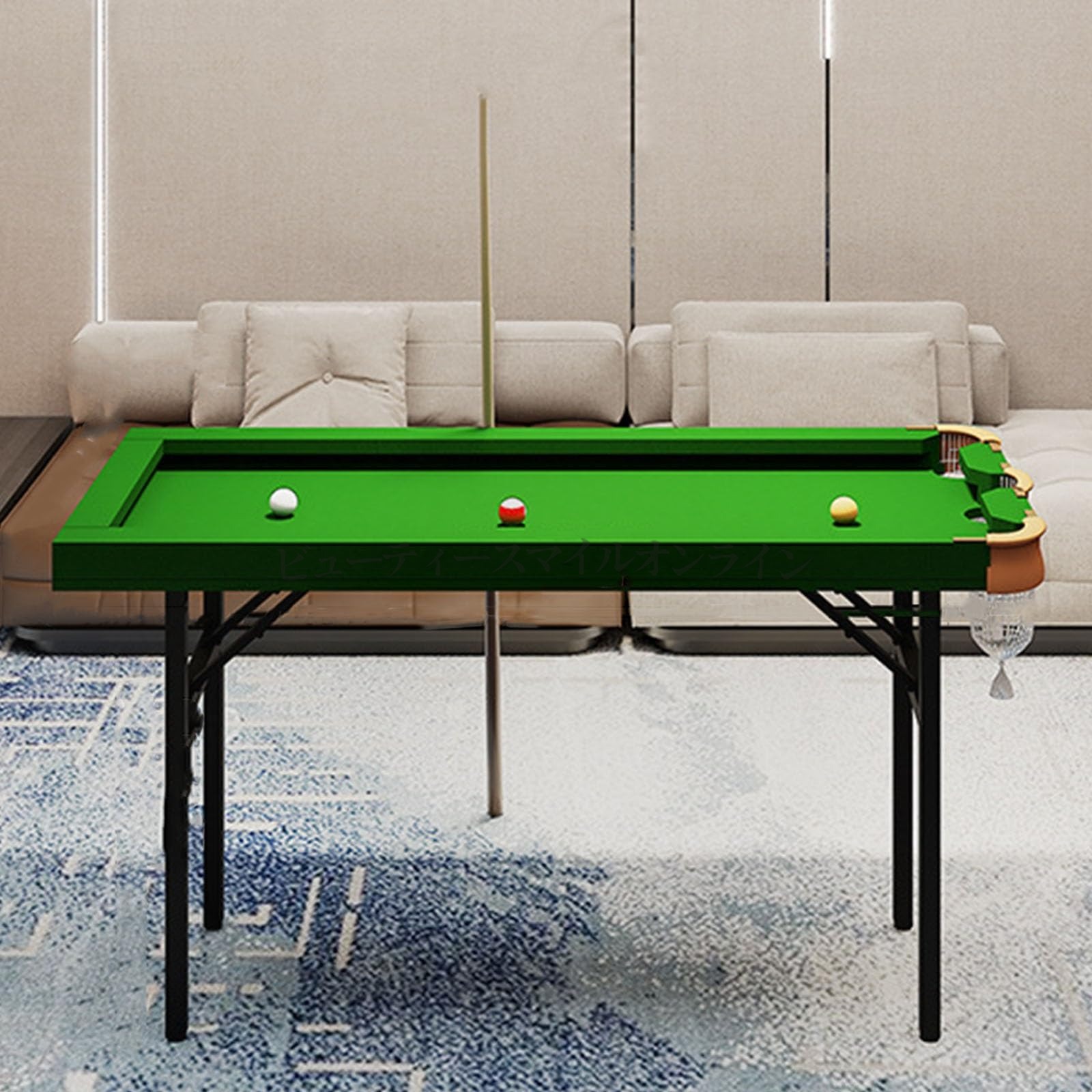 ビリヤード台 ビリヤード グリーン 折りたたみ三脚 ポータブル スキルを向上させる 150/180x60x78cm 小さなフットプリント ビリヤードテーブル 小さなビリヤードポケット リビングルーム ゲームルーム パーティー 家族用(テーブル+折りたたみスタンド)｜ViViva
