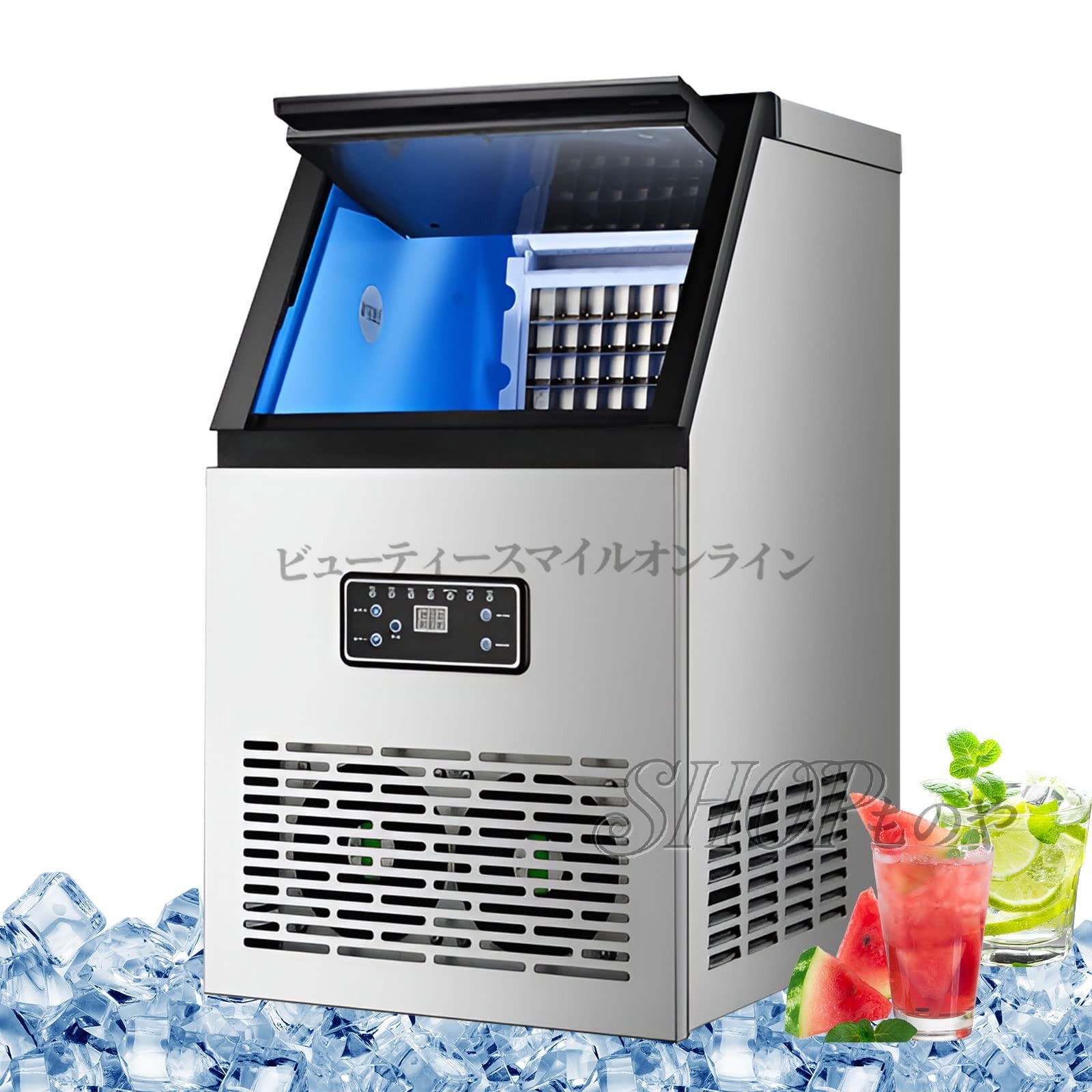 製氷機 業務用製氷機 自動製氷機 1日最大60kg 1012分製氷 40個 タンク容量11kg 氷サイズ調節可能 2つの給水方法 自動製氷停止 静音 ステンレス鋼 パーティーの集まり、レストラン、バーに最適|ViViva