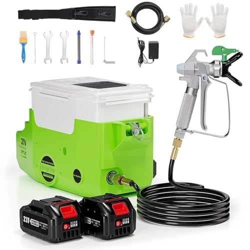 高圧 コードレス えの具吹きつける 毛はらい受け答え 500W 原動機 最大限度 PSI3000 2 個 4000mAh 乾電池 1.7L 大静電容量 6 度合い 速力度合わせる 1.5m 導管付き添い人 HVLP ウォール ペンキ塗り火器 エア湖受け答え ペンキ塗り機