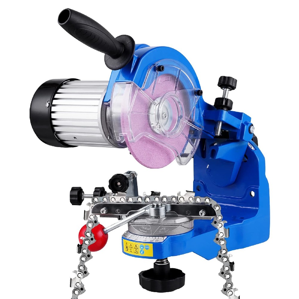 電動チェーンソー目立て機 角度 0-35 度合わせる 回転させる 3000 回転させる 230W 110V 取り替えっこレコード盤 3.2粍 2 枚付 灯し火式チェーンソーシャープナー みがき上げる機
