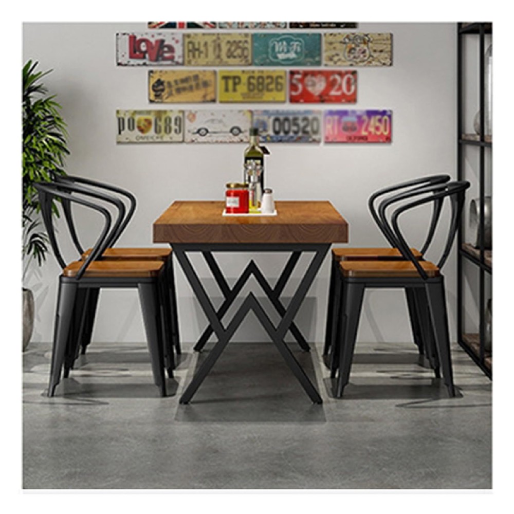 天然木 無垢材 120x60x75cm ナチュラル 4 人用 テーブルとチェアセット 5 点セット 食卓 テーブル 4 脚 ダイニングセット 1 天然木 テーブル｜ViViva