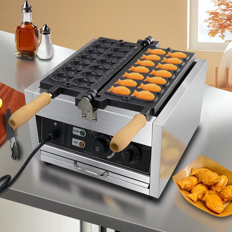 たい焼き機 家用 営利主義 灯し火 14 穴 ミニ 両面熱する 110V 気温 50-300℃ 180 度 フリップ ステンレス鋼 しろがね色 しろがね色 電熱式 焼き器 製造会社