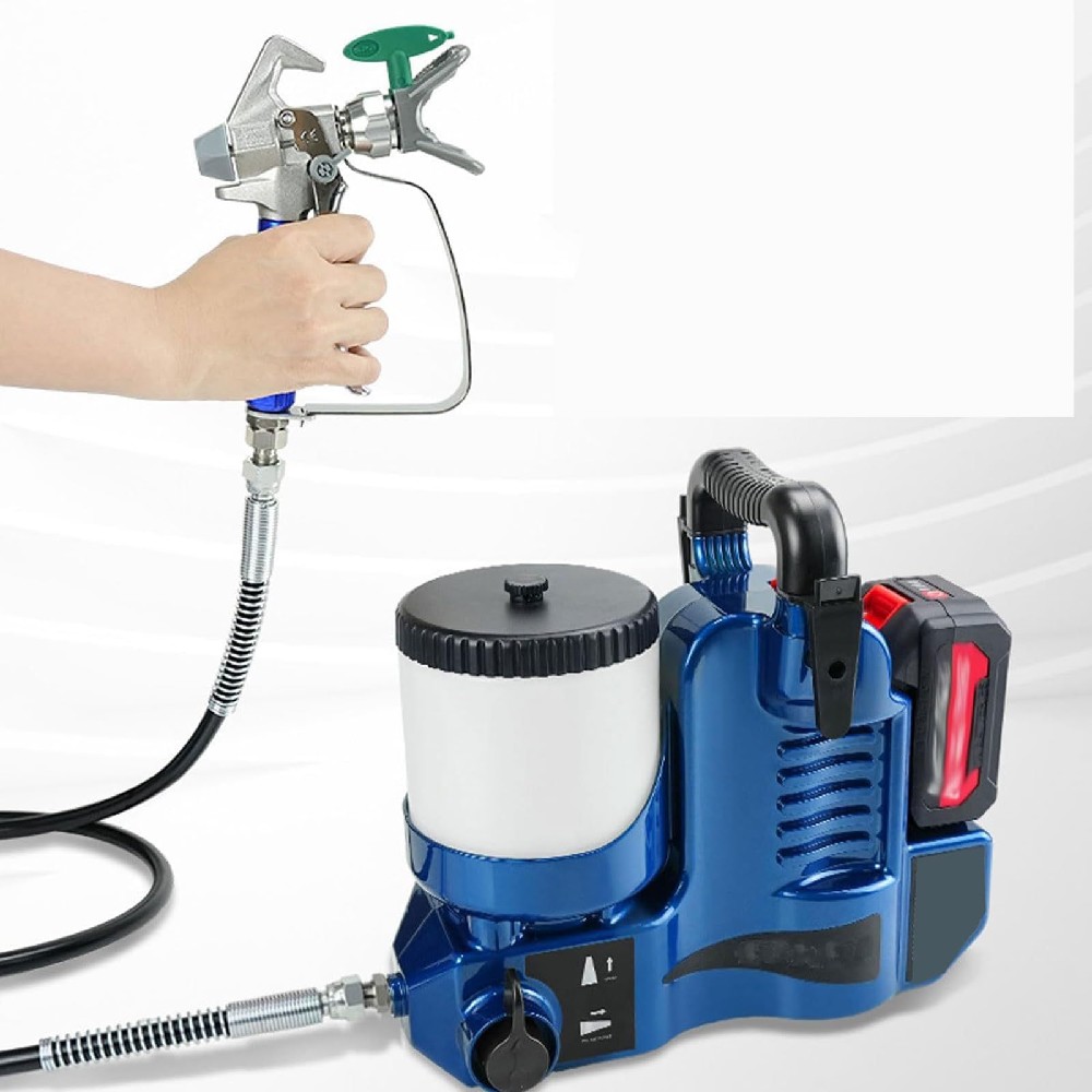 電動エアレススプレー 1.2L コードレス高圧えの具 21V リチウム独居室 1.1L/分 6 度合い速力度据え付ける 腹積もりジャー式