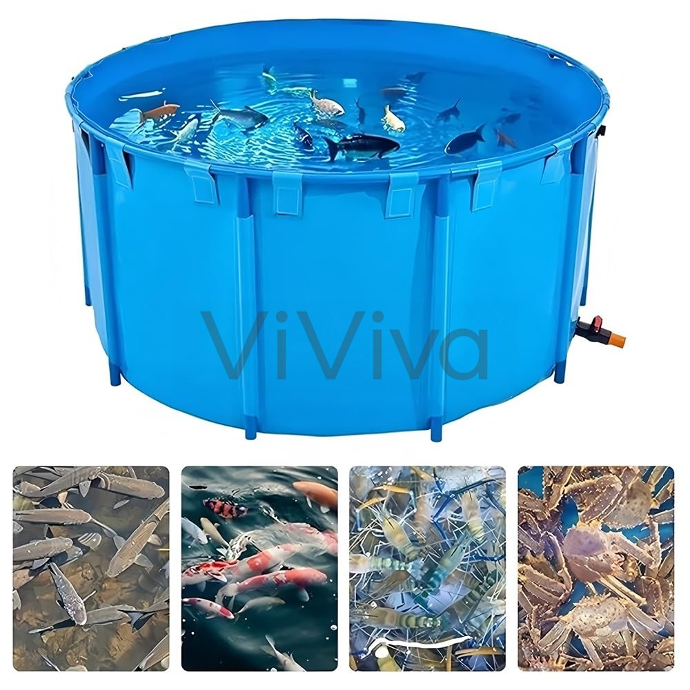 養魚池 大型 水槽 円形キャンバス魚池 養殖プール PVC折りたたみ式 農業用/家庭用/屋外用 鯉・海産物養殖 水族館プール池 養魚 エビ 水耕植物用 子供の水泳 庭の水の貯蔵 水やり花に使用することができインスト紫外線耐性 耐寒性 簡単設置|ViViva