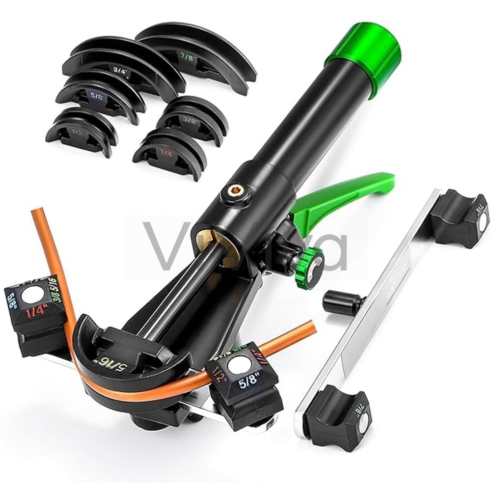 パイプベンダー 油圧式 手動ラチェット式 チューブ曲げ機 6-22mm対応 1/4"-7/8"インチ規格まで なまし銅管専用 業務用 鉄/鋼/アルミ/銅パイプ 90度曲げ可能 収納ケース付き｜ViViva