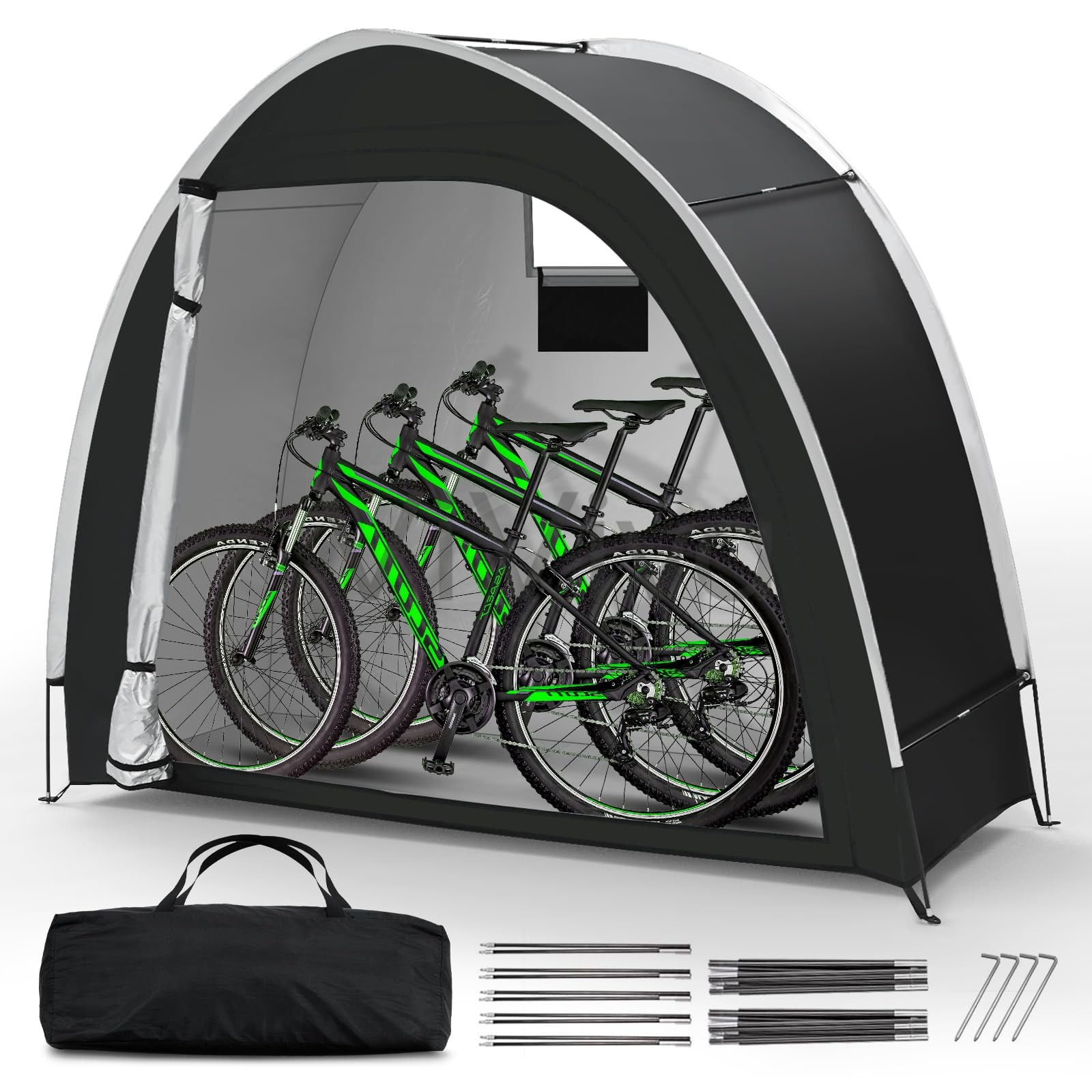 自転車収納テント アウトドア - アップグレードされたポータブル自転車収納小屋 210Dオックスフォード生地 PU5000 防水 2~3台の自転車用 バイクテント/自転車小屋/バイクカバー オートバイ、ガーデンツールなど用｜ViViva
