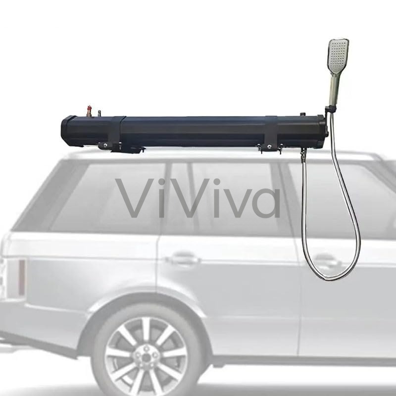 随車用ソーラーシャワー、キャンプ用ポータブルウォータータンク、キャンプシャワー、18L/20L/30L 大容量、ハイキング、洗車、ペットの洗浄、ビーチでの休暇に最適なルーフラックシャワー 加圧水タンク｜ViViva