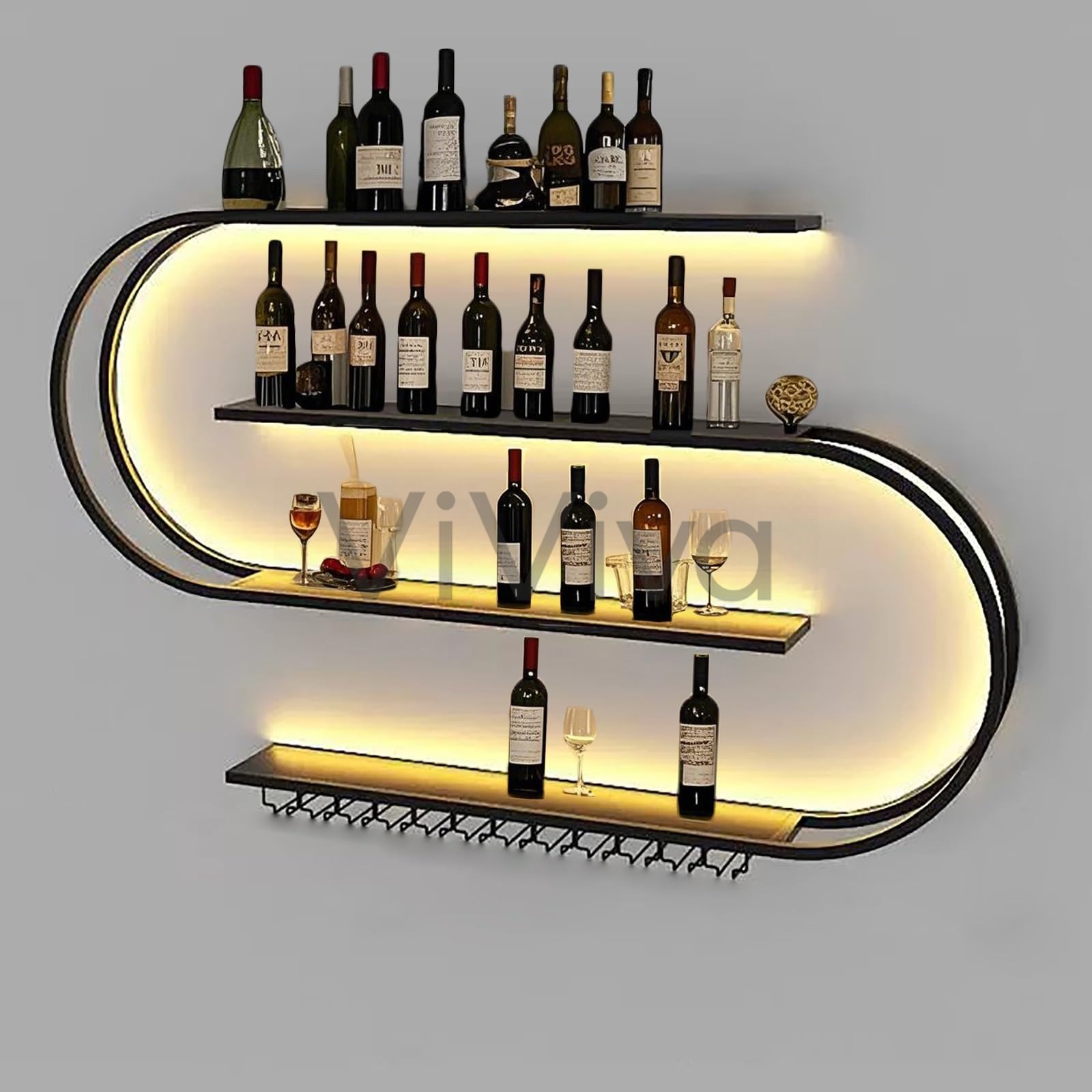 半円ワインラック ワインホルダー酒ラック壁掛け ディスプレイスタンド 自由な組み合わせ 酒 棚壁掛け式 吊り下げ 壁ワインラックワイン置き居酒屋 レストラン 飲食店 バー クラブ用 ワインスタンド ワイン収納 お酒収納|ViViva