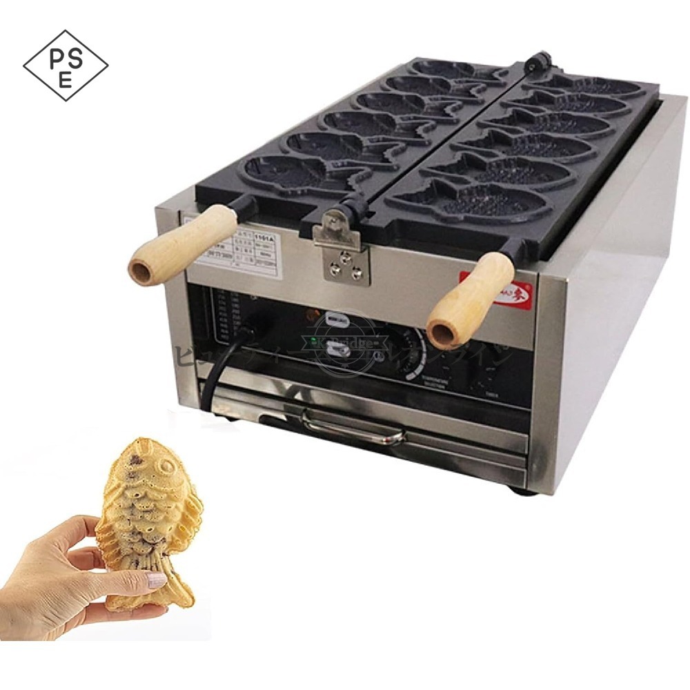 3000Wクリームたい焼き機 2列6枚ノンスティックテフロンベーキングパン 調節する能力のあるな気温50300°C 360°回転させる式 高特性身寄り用膳立て物の具