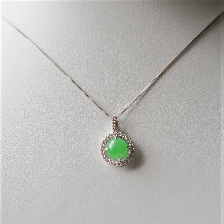 楽天市場】K18 翡翠 ダイヤモンド 0.19ct ペンダントトップ ネックレス