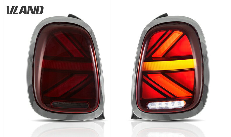 VLAND ユニオンジャックテールランプセット レッド MINI F系前期用 シーケンシャル 流れるウインカー 車検対応対策|Vland Lamp