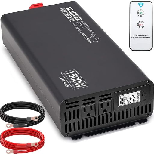 STANVEEインバーター12V100V1500W最大3000W正弦波60Hzリモコン付きACコンセントx2冷却ファンx2搭載カーインバーター災害対策防災用品キャンプアウトドア