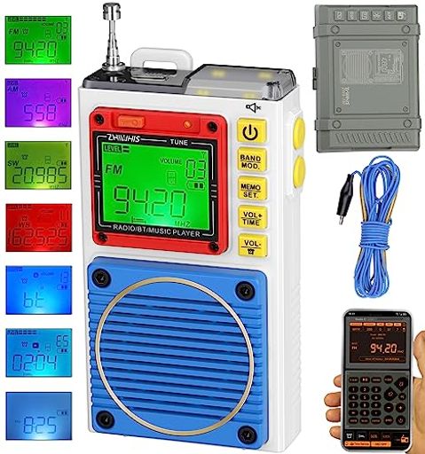 ZHIWHIS ラジオ受信機小型防災 Bluetooth金棒引き MicroSD歌留多相応う FM/中波/短波/VHF/広々としたFM 懐中照明ランプ まさかの時目覚まし時計