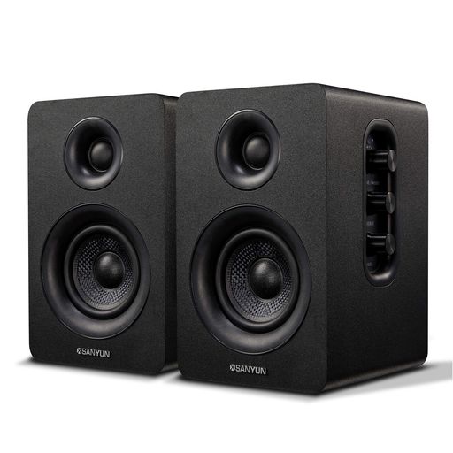 SanyunSW2083”アクティブBluetooth5.0ブックシェルフスピーカー?60Wカーボンファイバースピーカーユニット?内蔵24ビットDAC?ダイナミック3Dサラウンドサウンド?