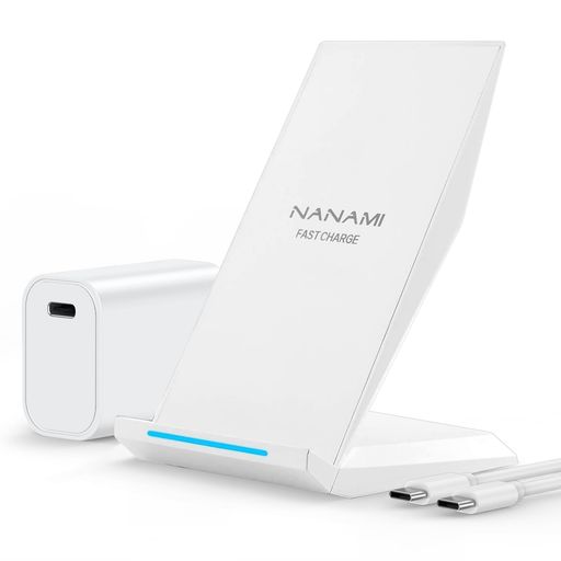 NANAMIワイヤレス充電器(USB-C20W出力の急速充電器付属)PSE認証済iPhone17/16/15/14/13/12(Pro/ProMax/Air/Plus)/SE3/11(Pro)/XR/8(Plus)Galaxy
