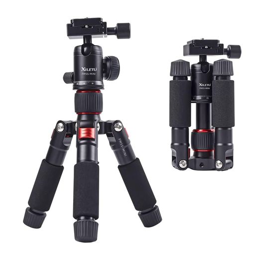 XILETUポータブルミニ三脚、高さ51cm、アルミニウム合金卓上三脚+360度ボールヘッドとバッグ、一眼レフカメラやビデオカメラに適しています。最大耐荷重5kg(赤)