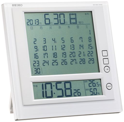 セイコークロック(Seiko Clock) 柱時計 置時計 兼用 マンスリー暦役立つこと 六曜表示 デジタル 電磁波 目覚まし時計時辰儀 SQ422W SEIKO